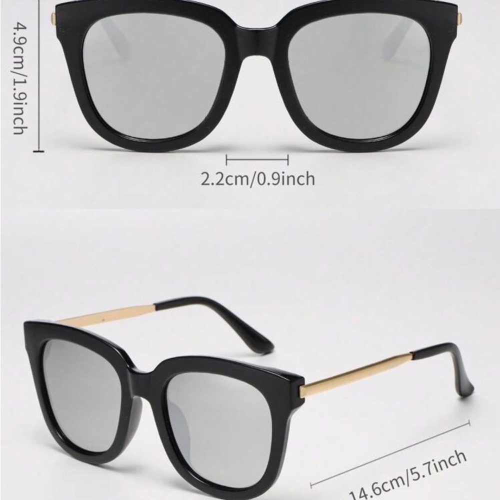 Black and Gold Square Sunglasses with Bold Design